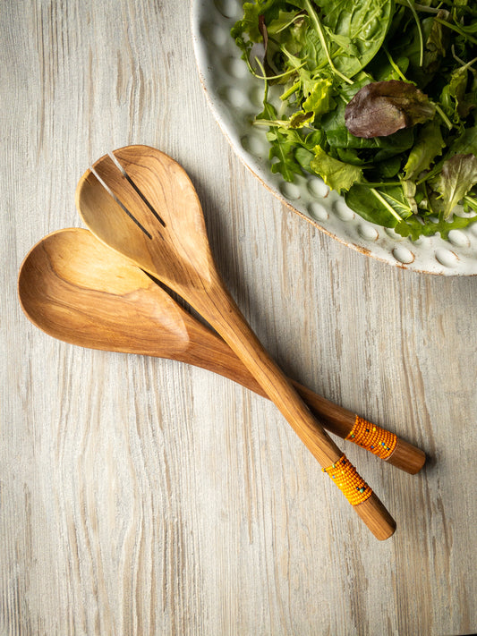 Orange Bead Salad Servers