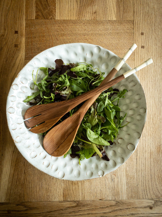 White Line Salad Servers