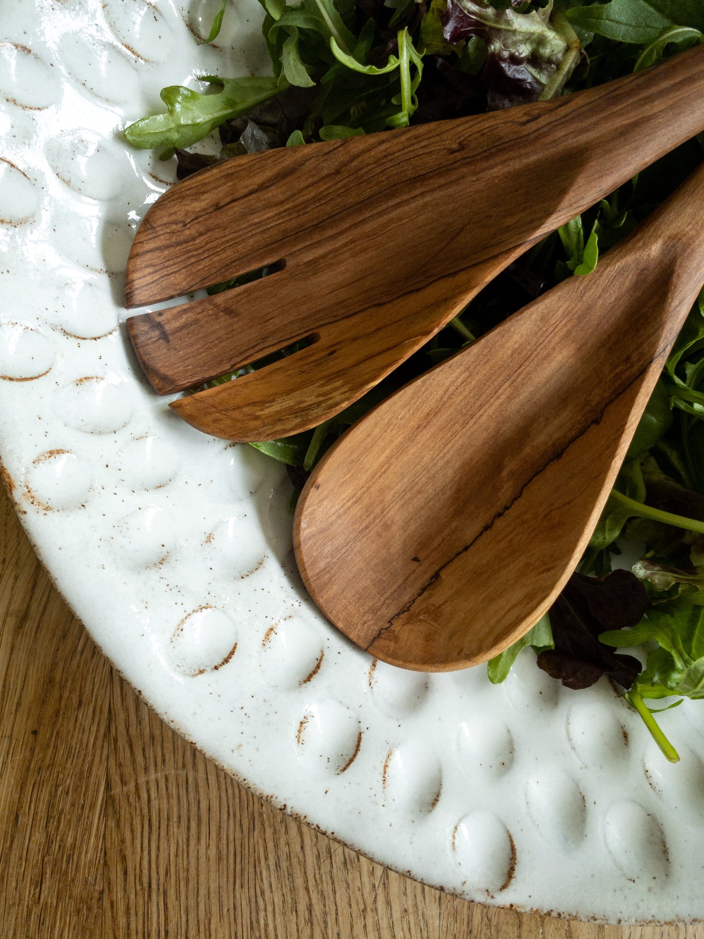 White Line Salad Servers