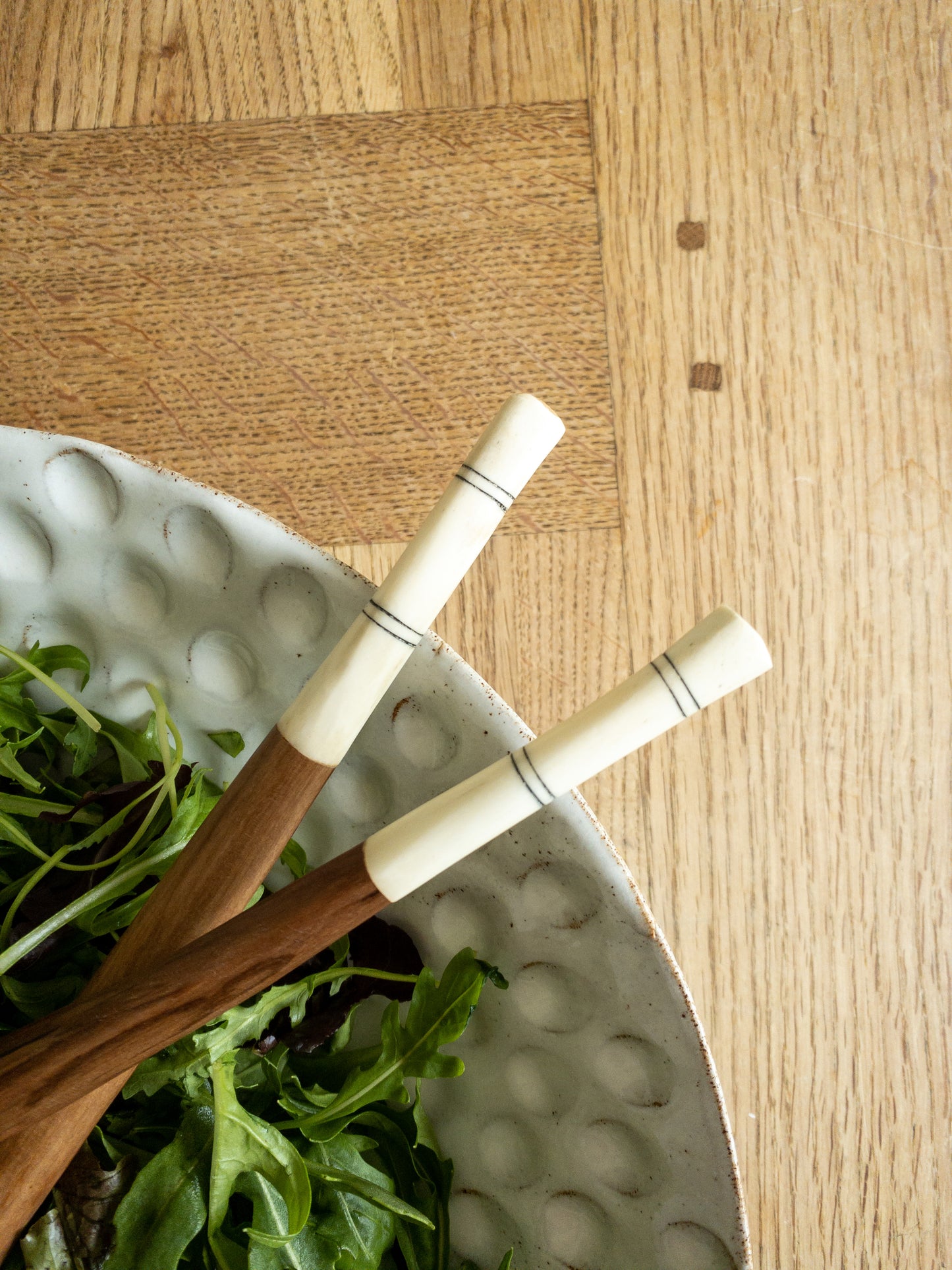 White Line Salad Servers