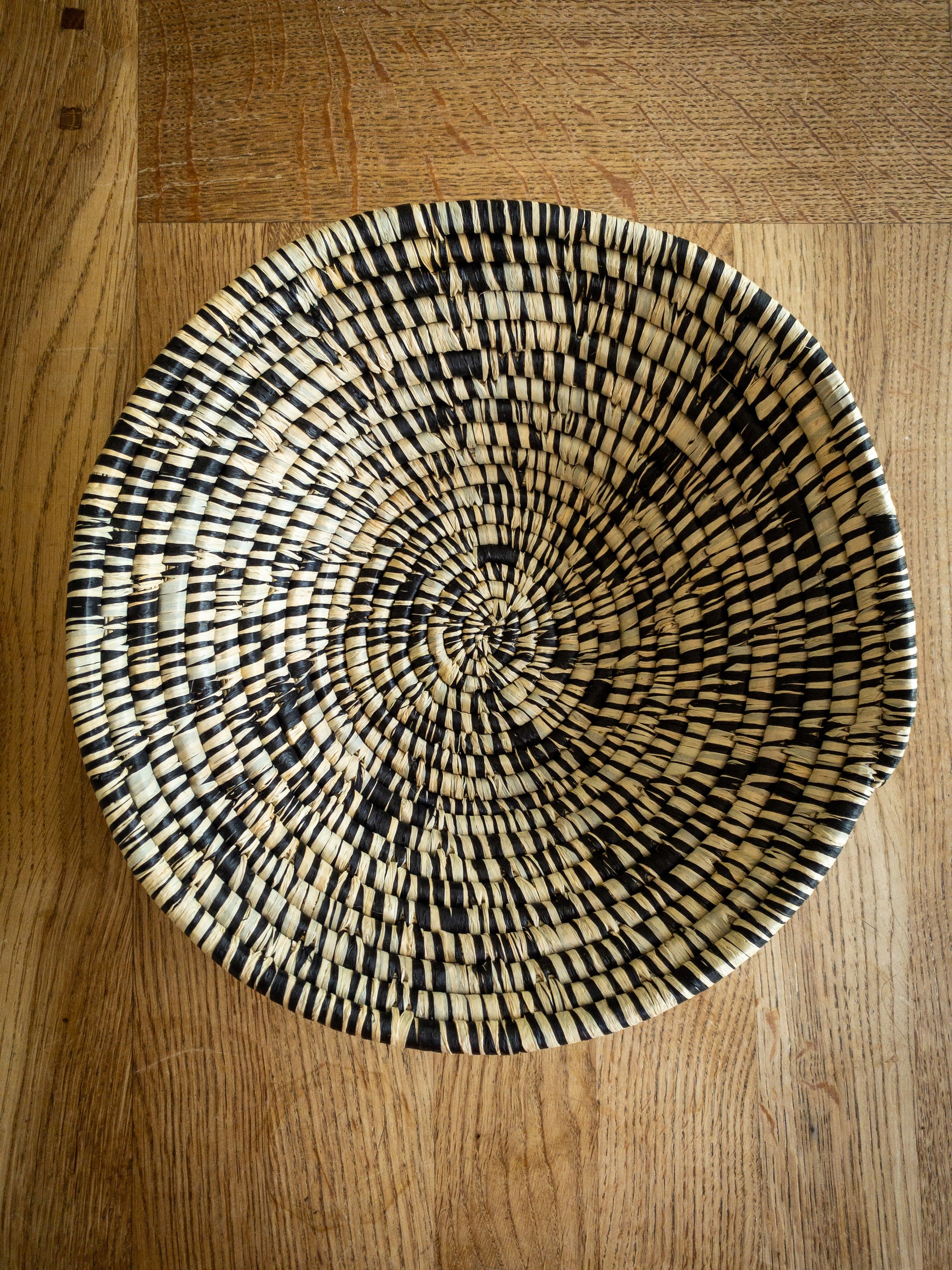 ugandan woven bowl black and white