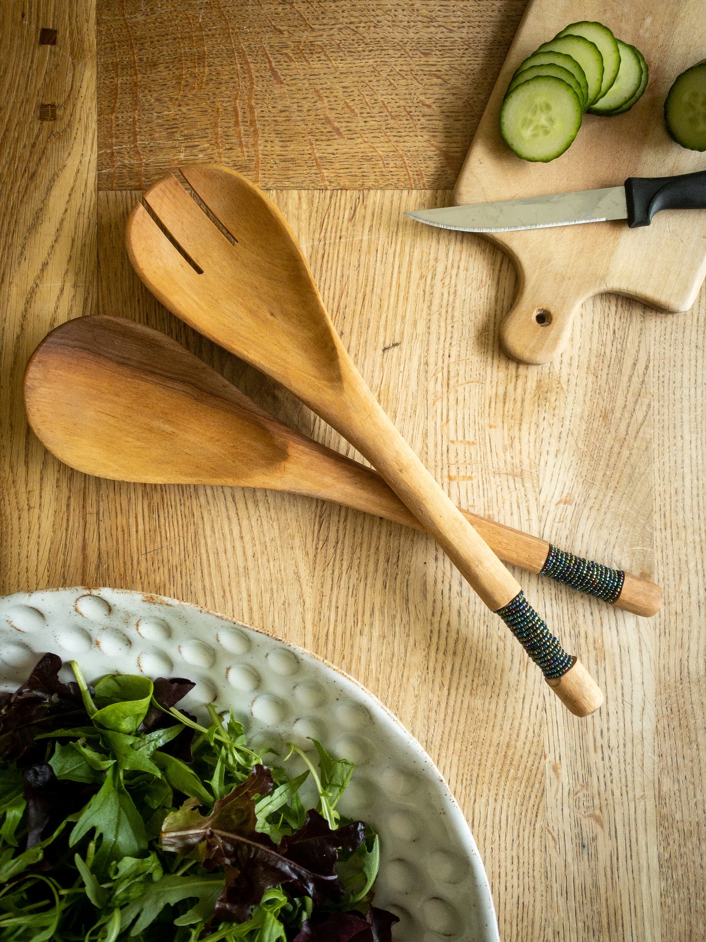 Metallic Bead Salad Servers